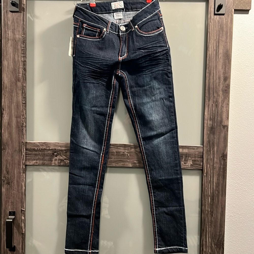 F&F jeans. NWT Size 5/6. 29” inseam, 14” waist.  Bling on the back pockets